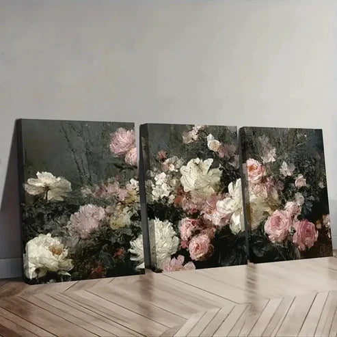 3pcs Painting Array Of Flowers Wall Art Set Canvas Unframed - High Quality Print 100% Australian Made Wall Canvas