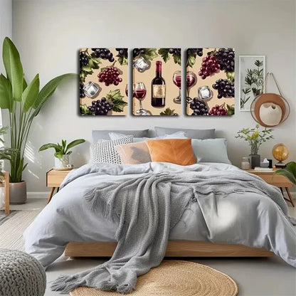 3pcs Abstract Ice Cubes and Grapes Wall Art Canvas Unframed - High Quality Print 100% Australian Made Wall Canvas - Bella Home Decor