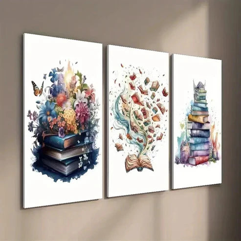 3pcs Painting of Flowers And Butterflies Wall Art Set Canvas Unframed - High Quality Print 100% Australian Made Wall Canvas