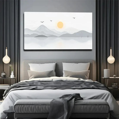 Chinese-Style Interior Wall Art Canvas Office Home Room Framed 120x60cm