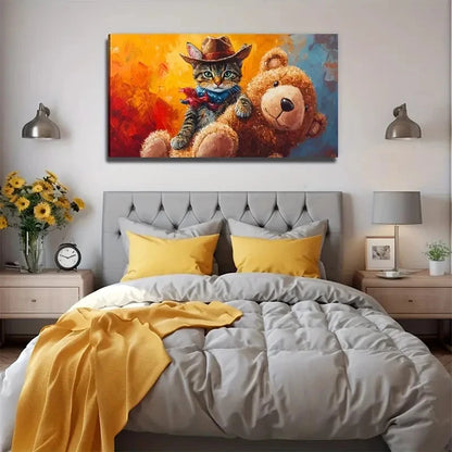 Modern Big Dog Bear Wall Art Canvas Office Home Room Framed 120x60cm