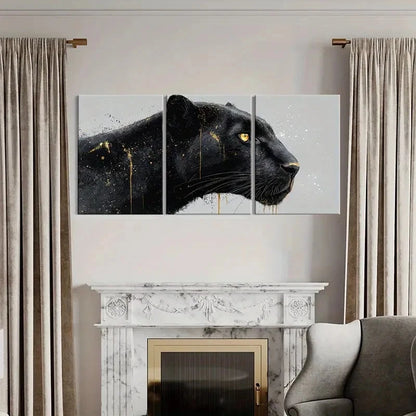 3pcs Black & White Abstract Black Panther  Wall Art Set Canvas Framed 50x70cm - High Quality Print 100% Australian Made Wall Canvas Ready to Hang - Bella Home Decor