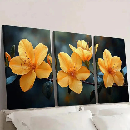 3pcs Yellow Azalea Floral Wall Decor YA      Wall Art Set Canvas Framed 40x60cm - High Quality Print 100% Australian Made Wall Canvas Ready to Hang