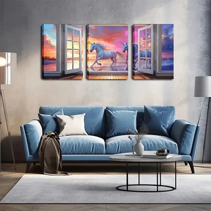 3pcs Stunning Sky Scene In White Décor Perfect Wall Art Set Canvas Framed 50x70cm - High Quality Print 100% Australian Made Wall Canvas Ready to Hang - Bella Home Decor