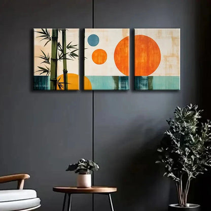 3pcs Abstract Painting of Bamboo Colorful Perfect Wall Art Set Canvas Framed 40x60cm - High Quality Print 100% Australian Made Wall Canvas Ready to Hang