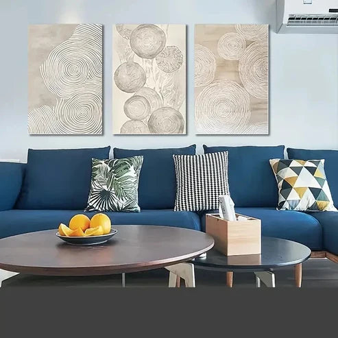 3pcs Abstract Line Retro Style ALR Wall Art Set Canvas Unframed - High Quality Print 100% Australian Made Wall Canvas - Bella Home Decor