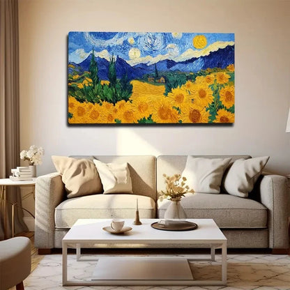 Sunflower Modern Bohemian Wall Art Canvas Office Home Room Framed 120x60cm