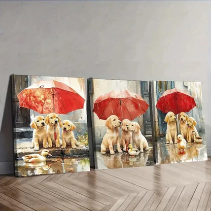 3pcs Labrador Retriever Puppies Cute Perfect Wall Art Set Canvas Unframed - High Quality Print 100% Australian Made Wall Canvas