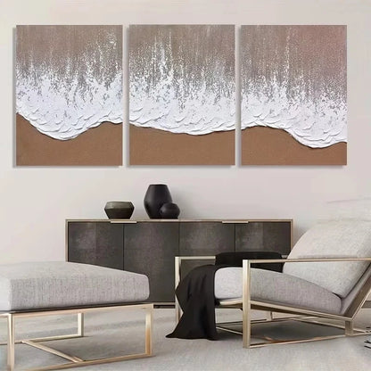 Share 3pcs Black and White Ocean Waves Crashing  Wall Art Set Canvas Framed 40x60cm - High Quality Print 100% Australian Made Wall Canvas Ready to Hang