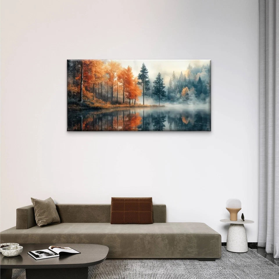 Forests Lakes Trees Autumn Wall Art Canvas Office Home Room Framed 120x60cm