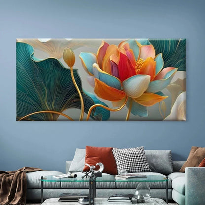 Lotus Flower Wall Art Canvas Office Home Room Framed 120x60cm