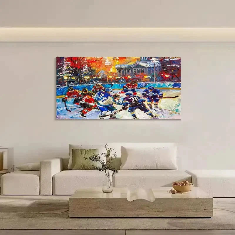 Abstract Field Hockey Star Wall Art Canvas Office Home Room Framed 120x60cm