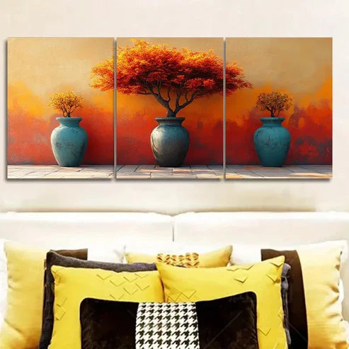 3pcs African vases Wall Art Set Canvas Unframed - High Quality Print 100% Australian Made Wall Canvas - Bella Home Decor