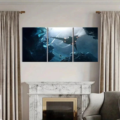 3pcs Space Fantasy Theme Modern Sci-Fi Universe Wall Art Set Canvas Framed 60x90cm - High Quality Print 100% Australian Made Wall Canvas Ready to Hang - Bella Home Decor