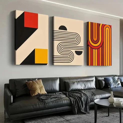 3pcs Bohemian Modern Fashion Line  Wall Art Set Canvas Unframed - High Quality Print 100% Australian Made Wall Canvas - Bella Home Decor