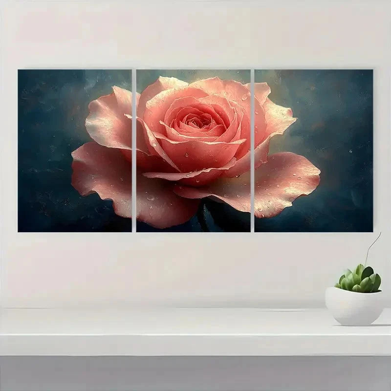 3pcs Vintage Pink Rose PR   Wall Art Set Canvas Framed 60x90cm - High Quality Print 100% Australian Made Wall Canvas Ready to Hang