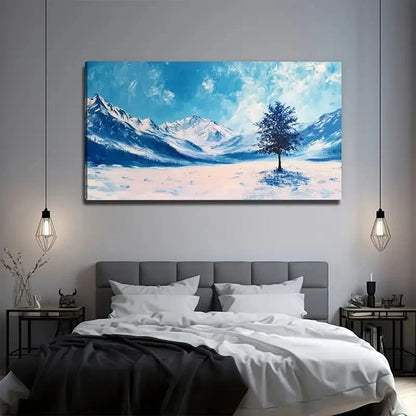Large Snowy Winter Landscape Wall Art Canvas Office Home Room Framed 120x60cm