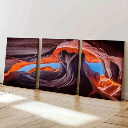 3pcs Natural Landscape Art Antelope Canyon Wall Art Set Canvas Framed 60x90cm - High Quality Print 100% Australian Made Wall Canvas Ready to Hang - Bella Home Decor