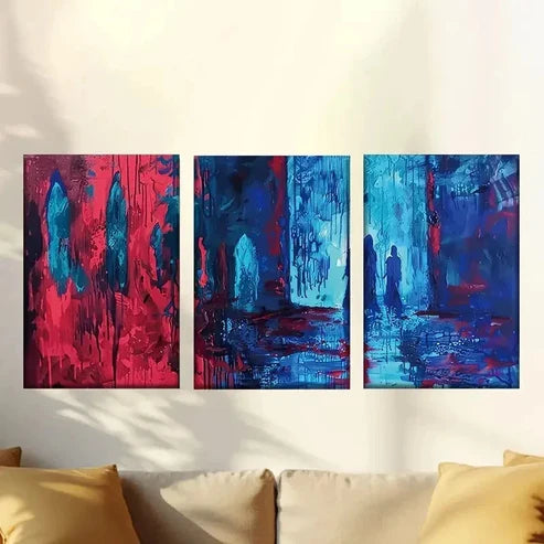 3pcs Dark Abstract Street Wall Art Canvas Unframed - High Quality Print 100% Australian Made Wall Canvas - Bella Home Decor