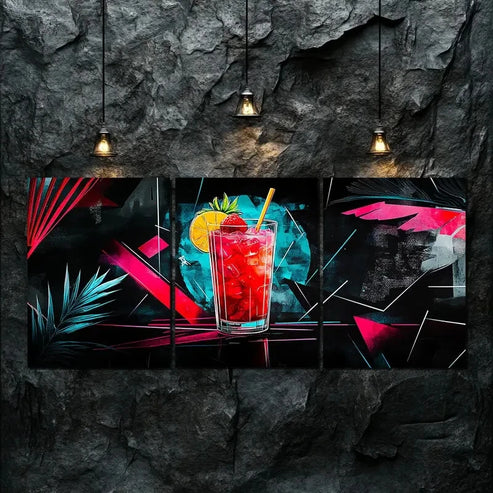 3pcs Delicious Drink Strawberry Red Perfect Wall Art Canvas Unframed - High Quality Print 100% Australian Made Wall Canvas - Bella Home Decor