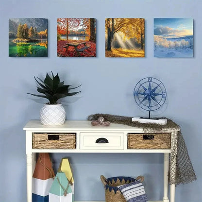 4pcs Four Seasons Landscape Wall Art Canvas  Framed - Bella Home Decor