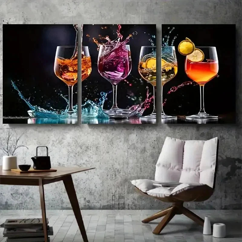 3pcs Colorful Abstract Liquid Splash Metal Print Ready to Hang Art - Bella Home Decor