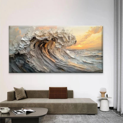 Abstract Coastal Ocean Wave Wall Art Canvas Office Home Room Framed 120x60cm