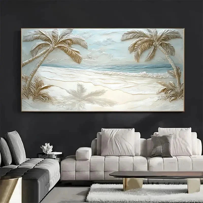 Luxury Seaside Coconut Tree Wall Art Canvas Office Home Room Framed 120x60cm