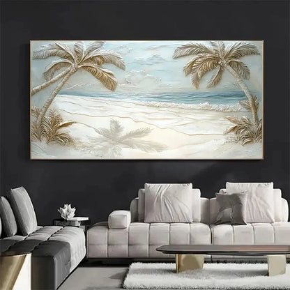 Luxury Seaside Coconut Tree Wall Art Canvas Office Home Room Framed 120x60cm