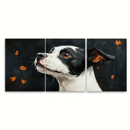 3pcs Black and White Canine Painting EI Wall Art Set Canvas Unframed – High Quality Print 100% Australian Made Wall Canvas - Bella Home Decor