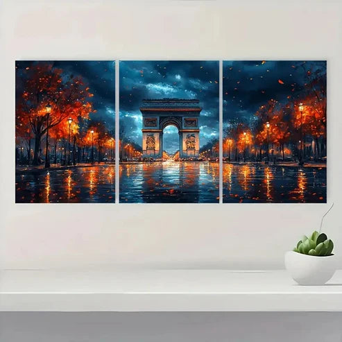 3pcs Paris Arc de Triomphe Wall Art Canvas Unframed - High Quality Print 100% Australian Made Wall Canvas