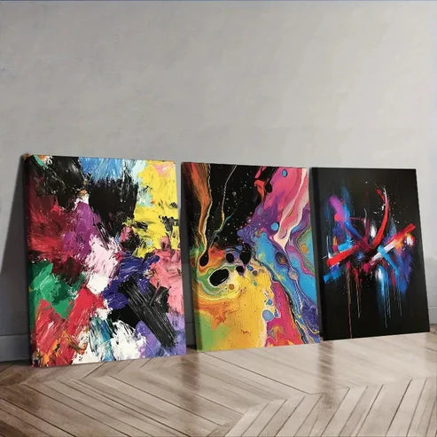 3pcs color splashes  Wall Art Set Canvas Unframed - High Quality Print 100% Australian Made Wall Canvas - Bella Home Decor