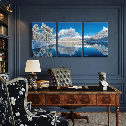 3pcs Winter Wonderland Serene Snowy Landscape Metal Print Ready to Hang Art - Bella Home Decor