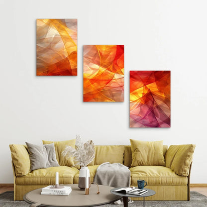 3pcs Colorful Abstract Expressionist Brushstrokes Metal Print Ready to Hang Art