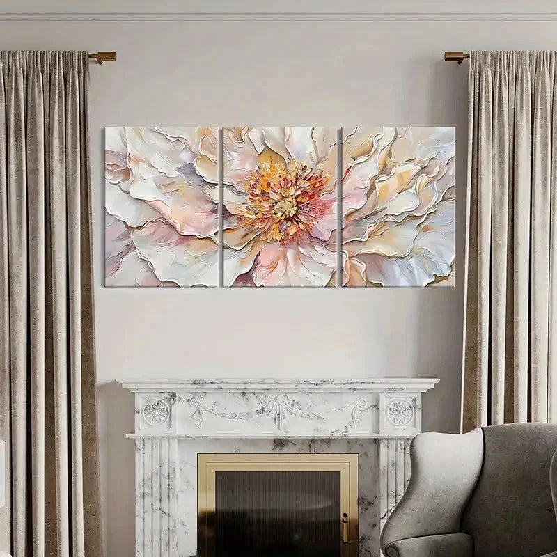 3pcs Floral Art Oil Painting Style Wall Art Set Canvas Framed 50x70cm - High Quality Print 100% Australian Made Wall Canvas Ready to Hang