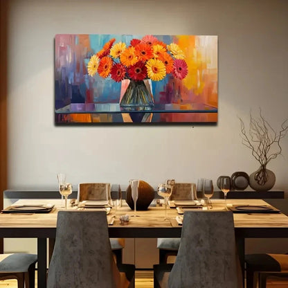 Vase Of Flowers Mural Exquisite Wall Art Canvas Office Home Room Framed 120x60cm