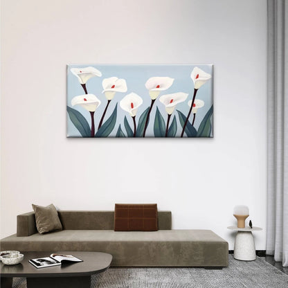 White Cara Flowers Abstract Wall Art Canvas Office Home Room Framed 120x60cm