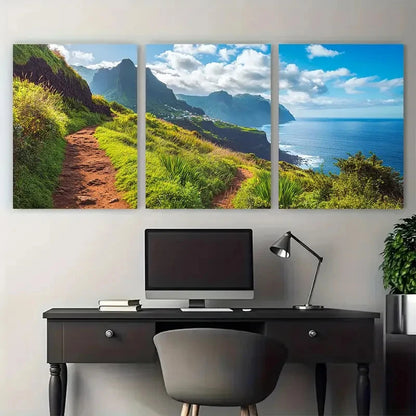 3pcs Madeira Travel Landscape Beach Perfec Wall Art Set Canvas Framed 40x60cm - High Quality Print 100% Australian Made Wall Canvas Ready to Hang