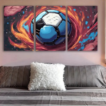 3pcs Soccer Ball Canvas Art Print Wall Art Set Canvas Framed 50x70cm - High Quality Print 100% Australian Made Wall Canvas Ready to Hang