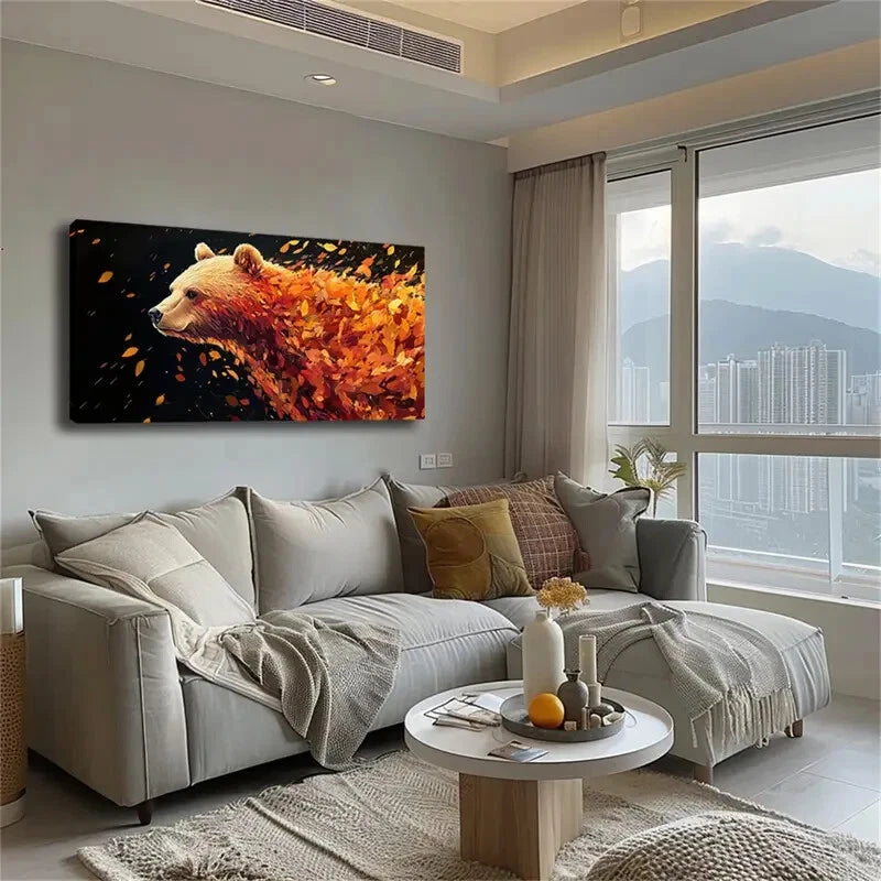 The Image Of A Bear Blends Wall Art Canvas Office Home Room Framed 120x60cm - Bella Home Decor