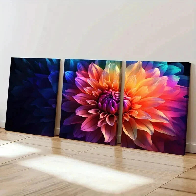 3pcs Abstract Colorful Flower Painting Wall Art Set Canvas Framed 40x60cm - High Quality Print 100% Australian Made Wall Canvas Ready to Hang - Bella Home Decor