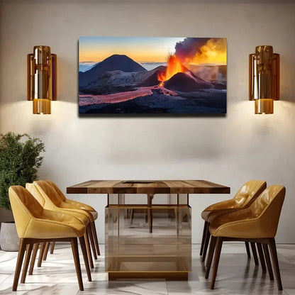 Dramatic Volcanic Eruption Wall Art Canvas Office Home Room Framed 120x60cm