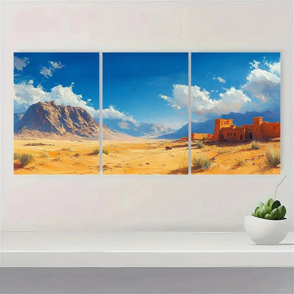 3pcs Vibrant Travel Blue Sky White Clouds Metal Print Ready to Hang Art - Bella Home Decor