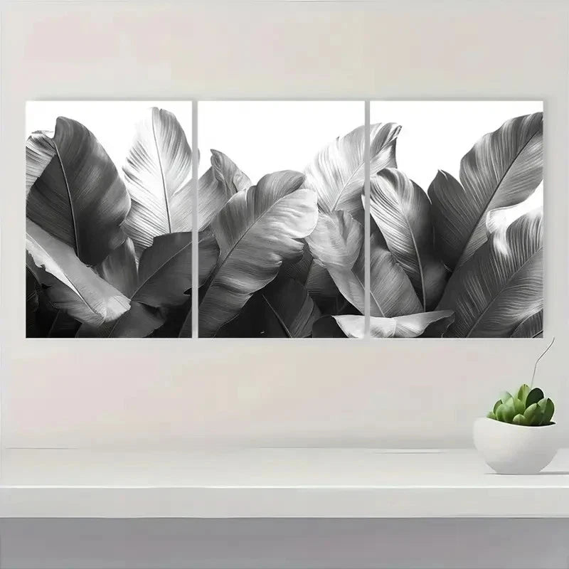 3pcs Tropical Jungle Palm Leaf JF   Wall Art Set Canvas Framed 60x90cm - High Quality Print 100% Australian Made Wall Canvas Ready to Hang