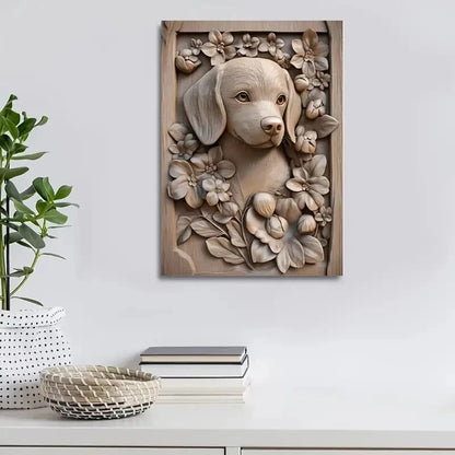 Featuring a Beagle Among Flowers Painting  40x60cm Metal Print Ready to Hang - Bella Home Decor
