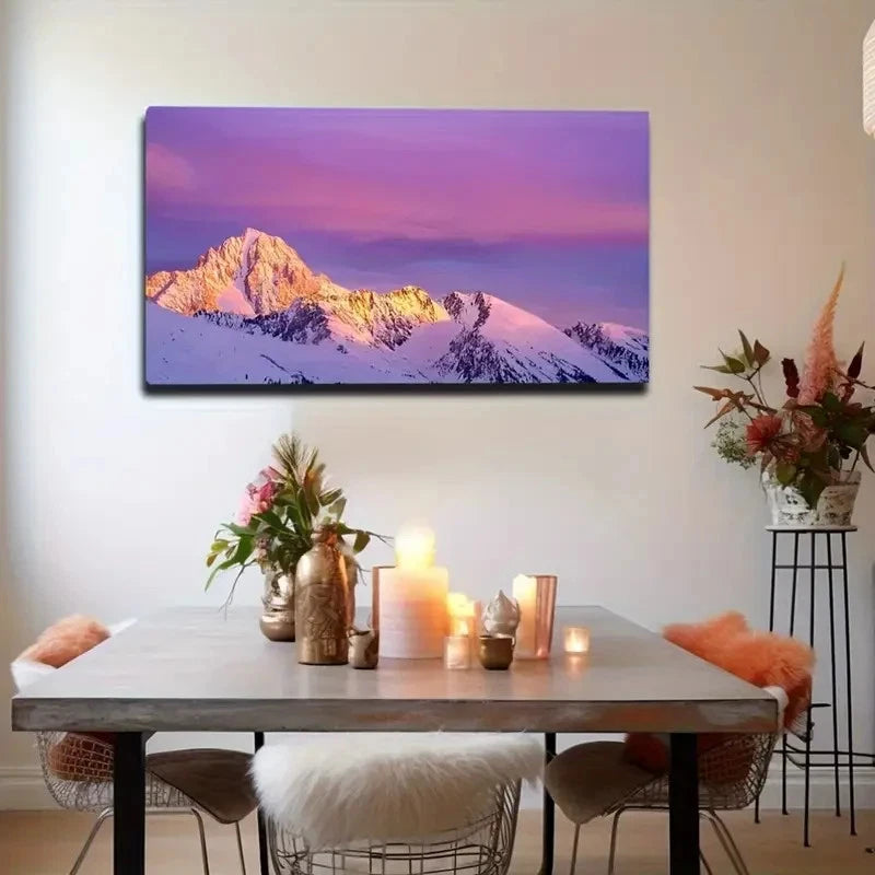 Large Snowy Mountain Style Wall Art Canvas Office Home Room Framed 120x60cm