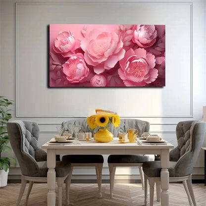 Bold Brushstroke Pink Décor Wall Art Canvas Office Home Room Framed 120x60cm