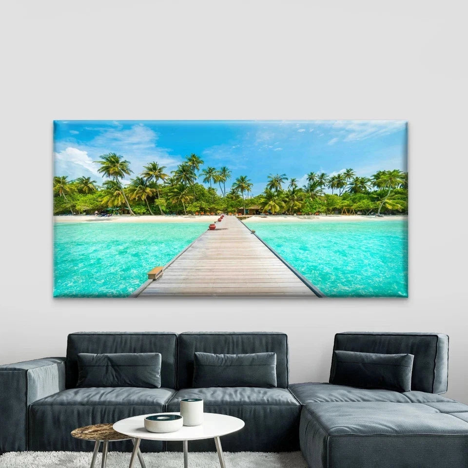 Landscape Tropical Vacation Wall Art Canvas Office Home Room Framed 120x60cm