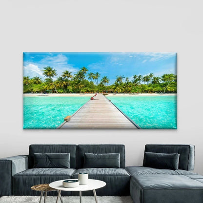 Landscape Tropical Vacation Wall Art Canvas Office Home Room Framed 120x60cm
