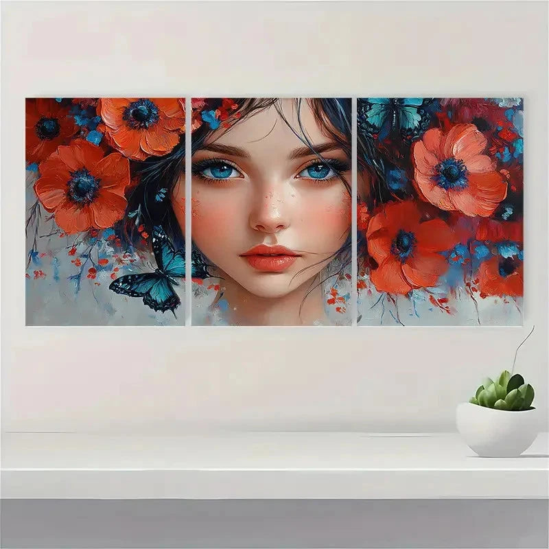 3pcs  Original Dreamy Girl  Abstract ER  Wall Art Set Canvas Framed 60x90cm - High Quality Print 100% Australian Made Wall Canvas Ready to Hang - Bella Home Decor